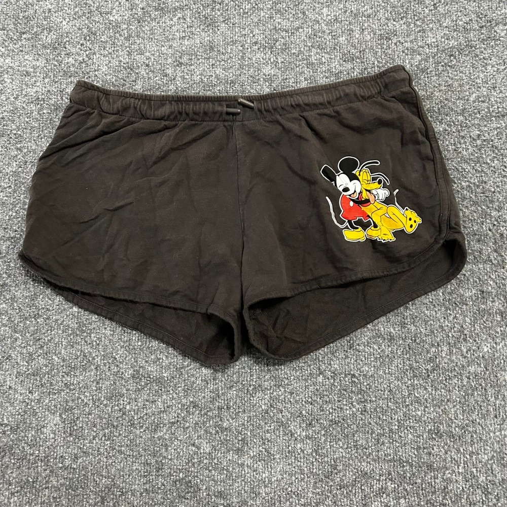 Disney Shorts Womens Size L Black Cotton Mickey Pluto Graphic Lounge Sleepwear
